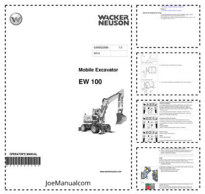 Wacker Neuson EW100 Excavator Operator Manual