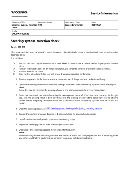 Volvo EW160C EW180C Wheeled Excavator Service Manual - Image 9
