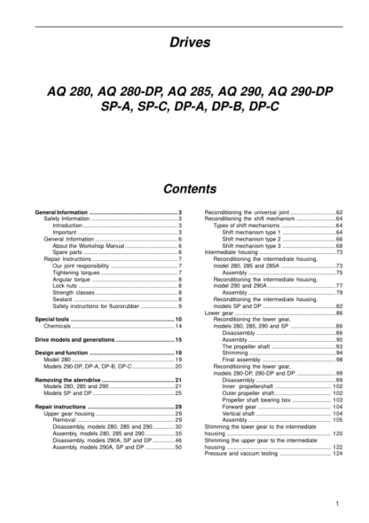 Volvo Penta 280 285 290 SP DP Drives Workshop Manual - Image 4