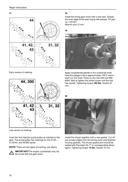 Volvo Penta 31 32 41 42 43 44 300 Series Marine Engines Engine Body Workshop Manual - Image 12