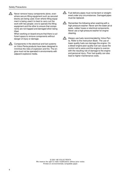 Volvo Penta 31 32 41 42 43 44 300 Series Marine Engines Engine Body Workshop Manual - Image 6