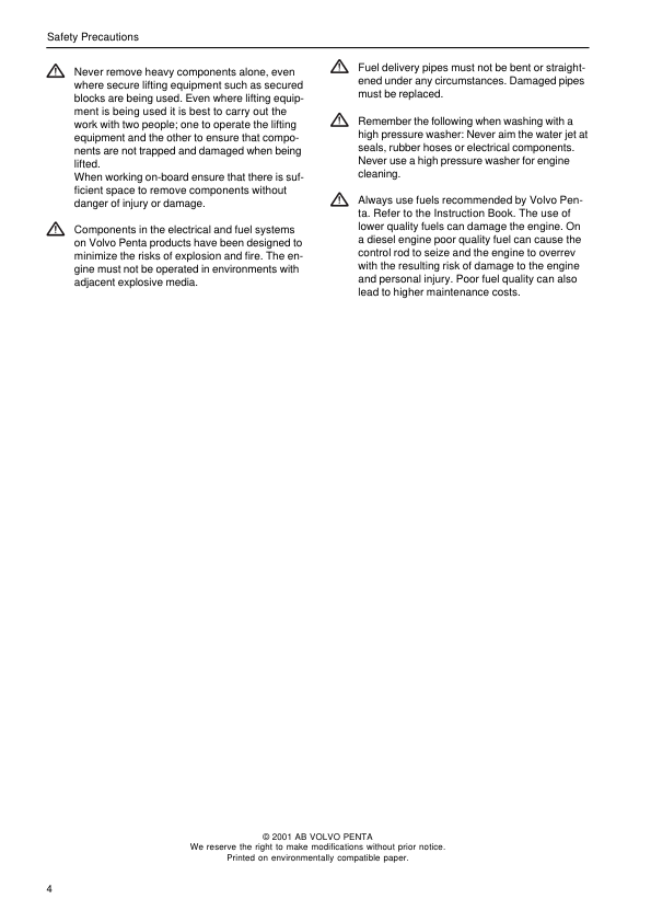 thumbnail image 2 of Volvo Penta 31-44 Series Engine Workshop Manual – 2001 Reprint, Paper Format 2 of 6