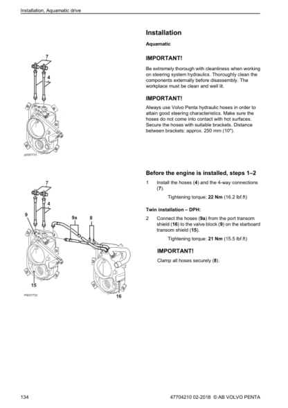 Volvo Penta D4 D6 DPH DPR Aquamatic Inboard Engines Installation Manual - Image 6