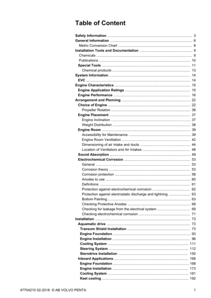 Volvo Penta D4 D6 DPH DPR Aquamatic Inboard Engines Installation Manual - Image 3