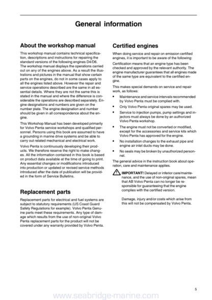 Volvo Penta D4 D6 Marine Engines Operators Manual - Image 7
