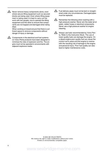 Volvo Penta D4 D6 Marine Engines Operators Manual - Image 6