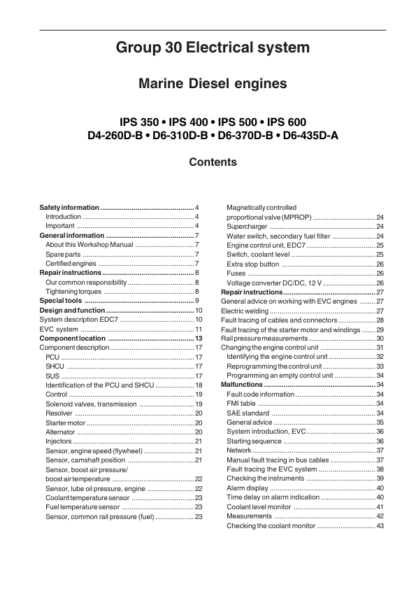 Volvo Penta D6 Marine Engines Electrical System Workshop Repair Manual - Image 3