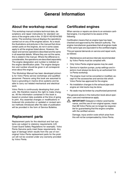 Volvo Penta KAD42 Marine Engines Fuel Lubrication Systems Workshop Manual - Image 7