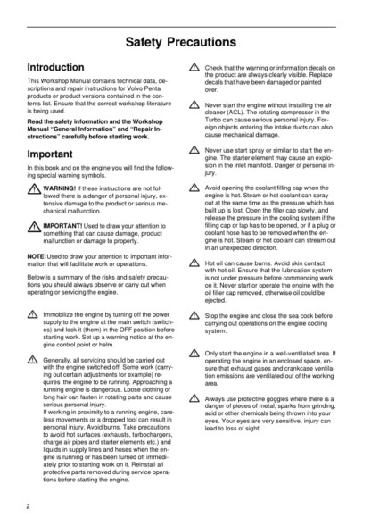 Volvo Penta KAD42 Marine Engines Intake Exhaust Cooling Systems Manual - Image 4