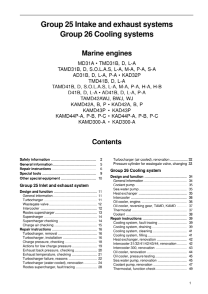 Volvo Penta KAD42 Marine Engines Intake Exhaust Cooling Systems Manual - Image 3