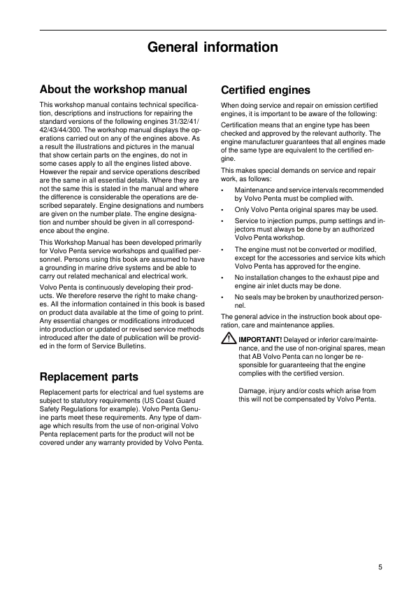 Volvo Penta KAD42 Marine Engines Intake Exhaust Cooling Systems Manual - Image 7