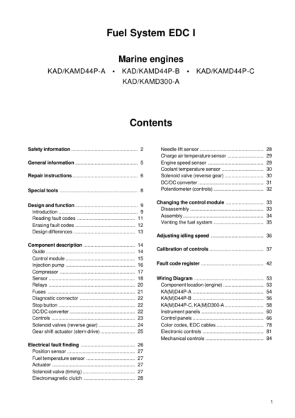 Volvo Penta KAD44P KAMD44P KAD300 KAMD300 Marine Engines EDC I Fuel System Workshop Manual - Image 3