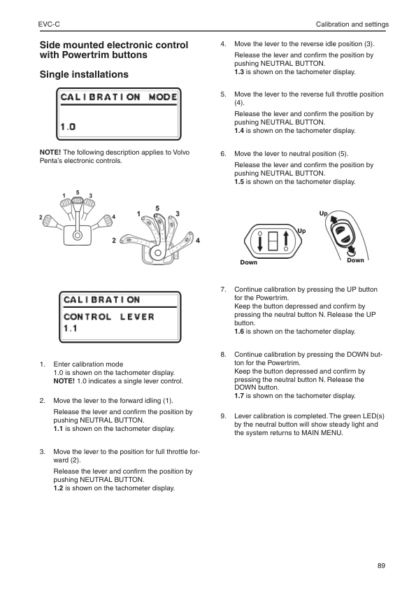 Volvo Penta Marine Engines EVC Control Panel Operation Manual - Image 6