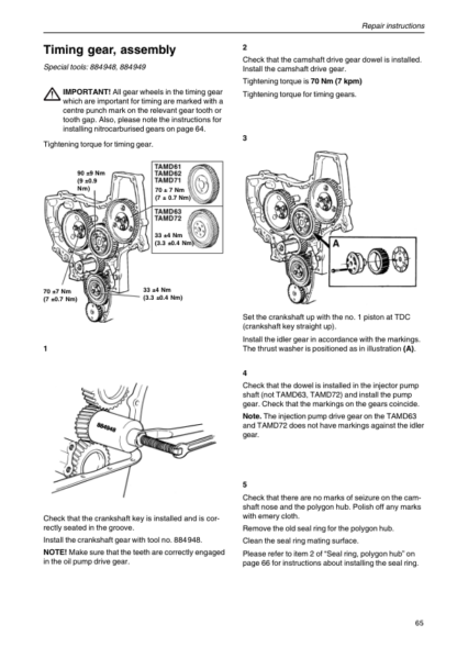 Volvo Penta TAMD61A TAMD62A TAMD63L A Marine Engines Workshop Manual - Image 8