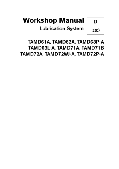 Volvo Penta TAMD61A TAMD62A TAMD63P A Marine Engines Workshop Manual Lubrication System - Image 2