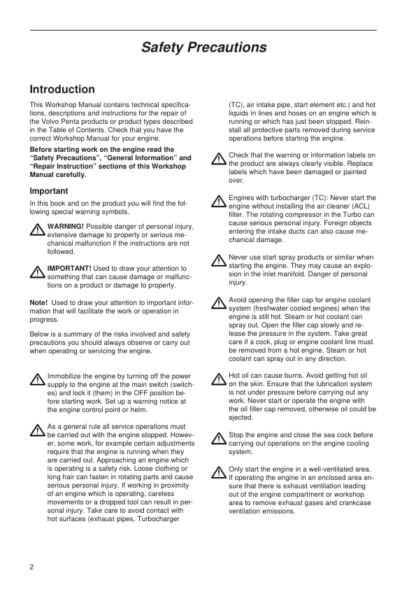 Volvo Penta TAMD61A TAMD62A TAMD63P A Marine Engines Workshop Manual Lubrication System - Image 4