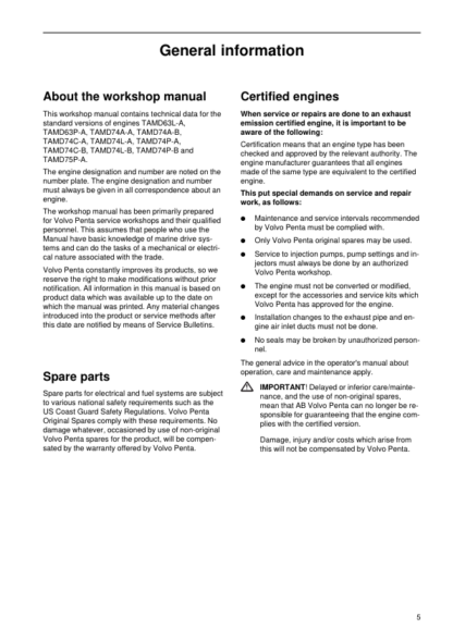 Volvo Penta TAMD63A Marine Engine Technical Data - Image 7