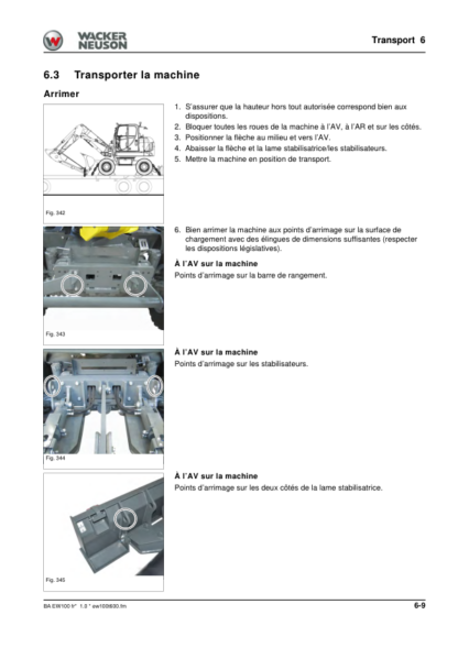 Wacker Neuson EW100 Excavator Operator Manual - Image 11