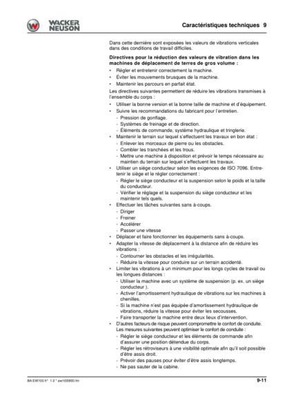 Wacker Neuson EW100 Excavator Operator Manual - Image 12