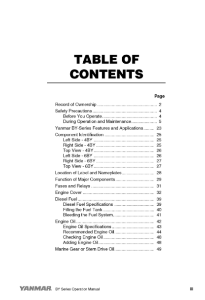 Yanmar 4BYand6BY Engine Operation Manual - Image 5