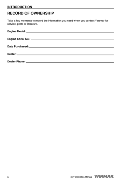 Yanmar 8SY Engine Operation Manual - Image 6