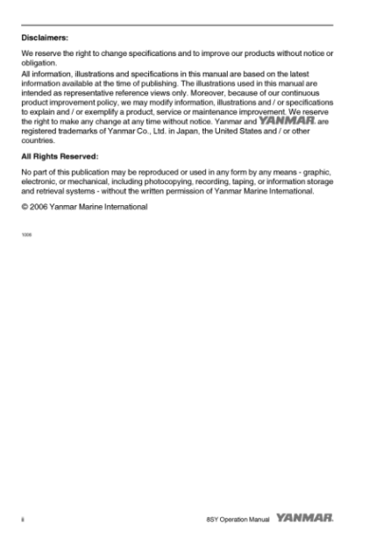 Yanmar 8SY Engine Operation Manual - Image 4