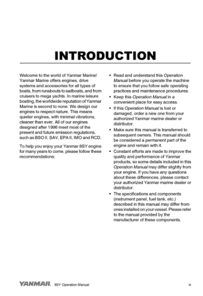 Yanmar 8SY Engine Operation Manual - Image 5