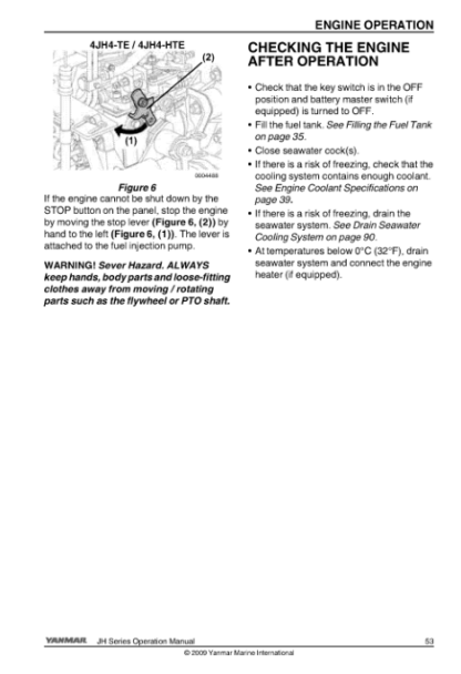 Yanmar JH Series Engine Operation Manual - Image 13
