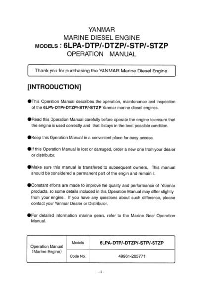 Yanmar LPA Series Engine Operation Manual - Image 4