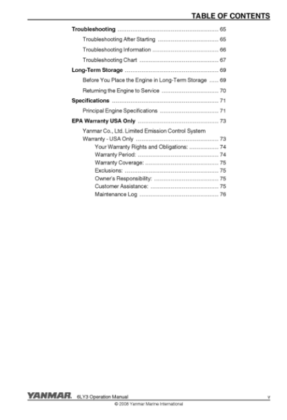 Yanmar LY3 Series Engine Operation Manual - Image 7