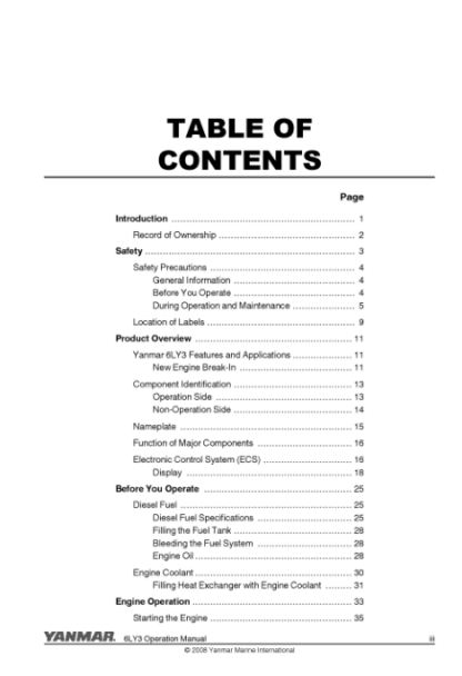 Yanmar LY3 Series Engine Operation Manual - Image 10