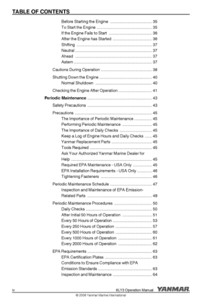 Yanmar LY3 Series Engine Operation Manual - Image 6