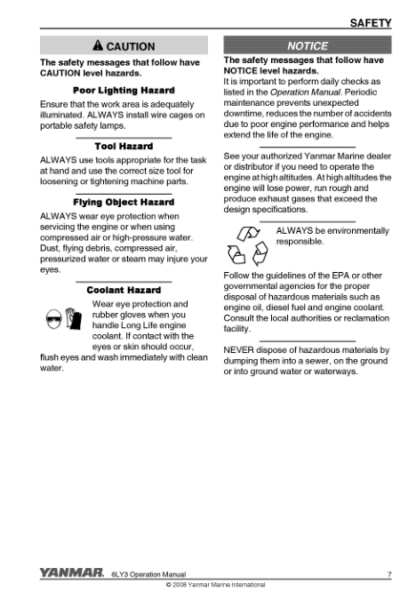 Yanmar LY3 Series Engine Operation Manual - Image 8