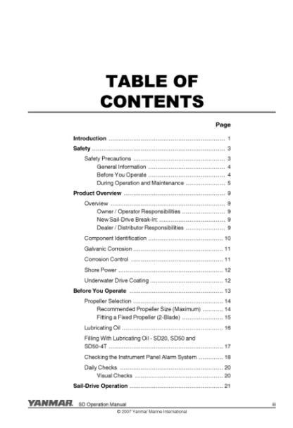 Yanmar SAILDRIVE SD20 SD30 SD31 Engine Operation Manual - Image 4