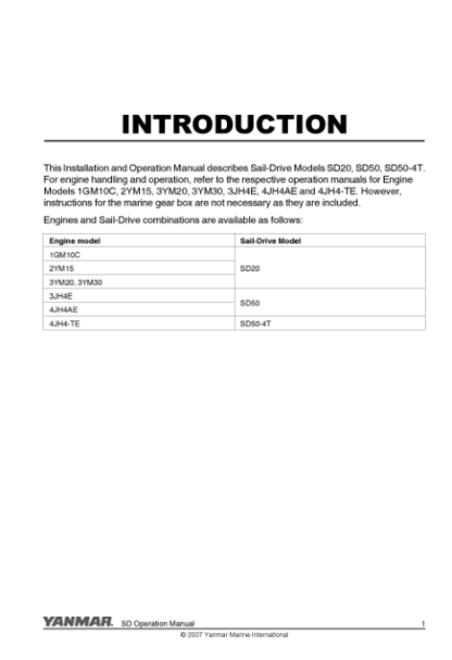 Yanmar SAILDRIVE SD20 SD30 SD31 Engine Operation Manual - Image 6