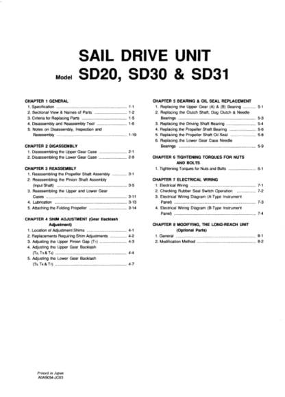Yanmar SAILDRIVE SD20 SD30 SD31 Engine Service Manual - Image 4