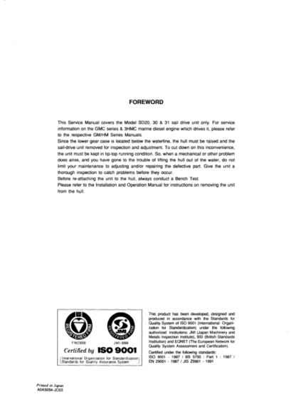 Yanmar SAILDRIVE SD20 SD30 SD31 Engine Service Manual - Image 3