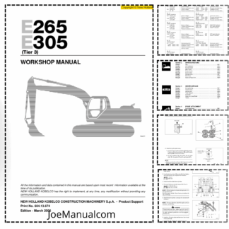 New Holland E265 E305 Excavator Workshop Manual