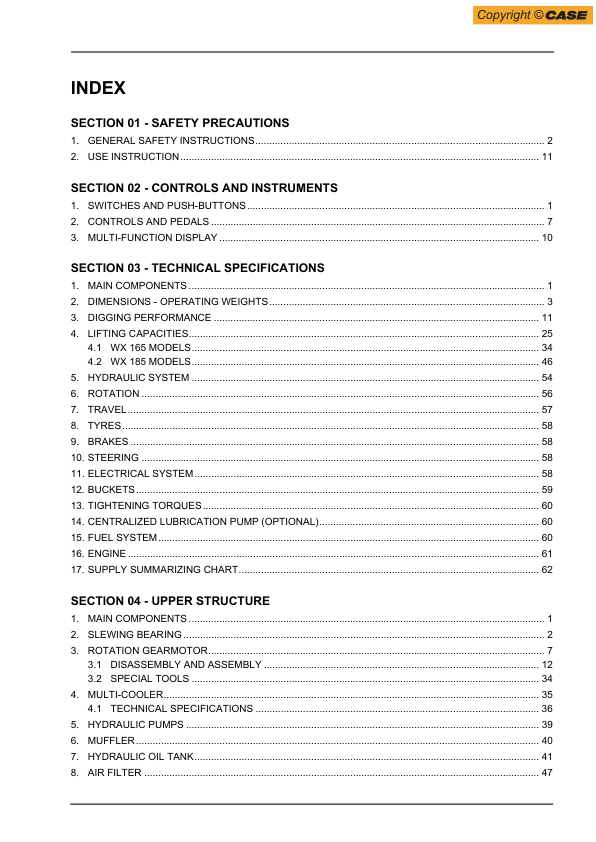 CASE WX145 WX165 WX185 Wheeled Excavator Repair Manual - Image 5