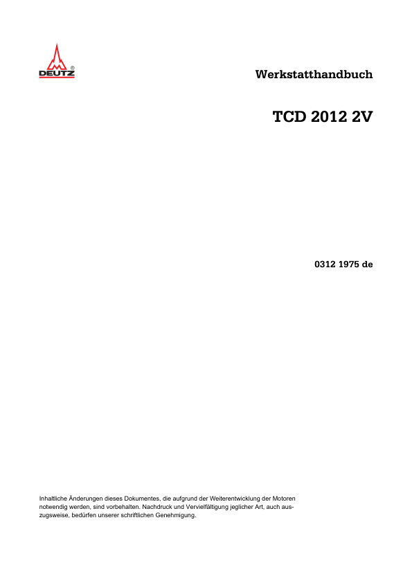 Deutz TCD 2012 2V Engine Workshop Manual German - Image 2