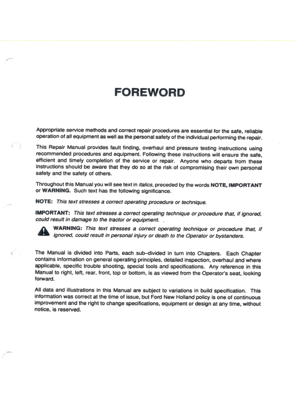 Ford New Holland 5640 6640 7740 7840 8240 8340 Tractor Service Manual - Image 3