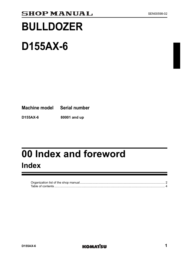 Komatsu D155AX-6 Bulldozer Workshop Manual - Image 3