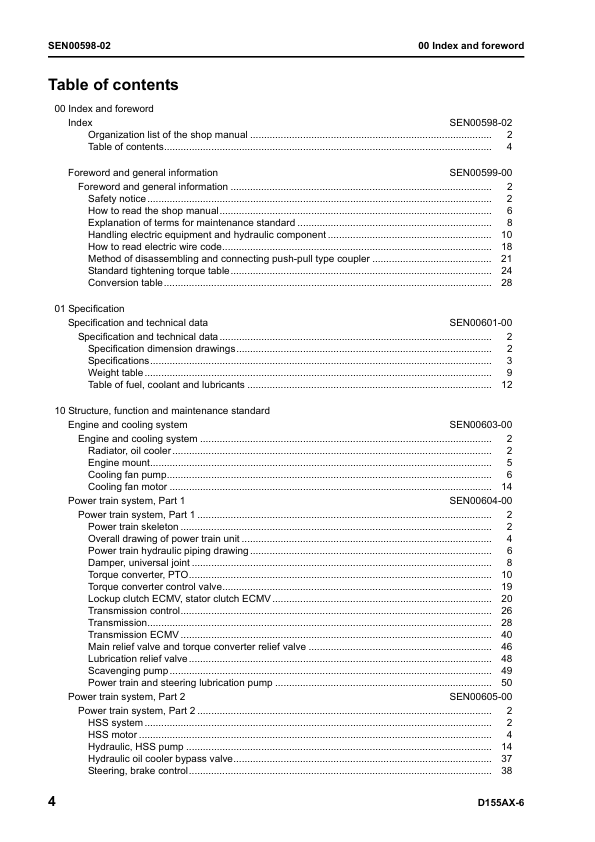 Komatsu D155AX-6 Bulldozer Workshop Manual - Image 6