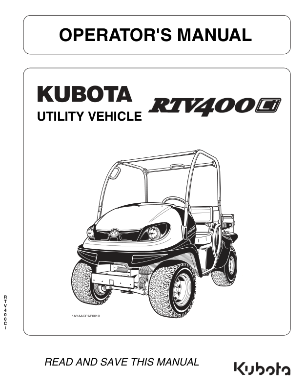 Kubota RTV 400Ci Utility Vehicle Operators Manual - Image 2
