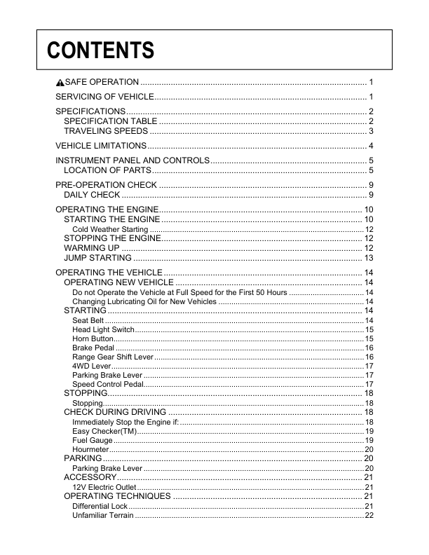 Kubota RTV 400Ci Utility Vehicle Operators Manual - Image 7