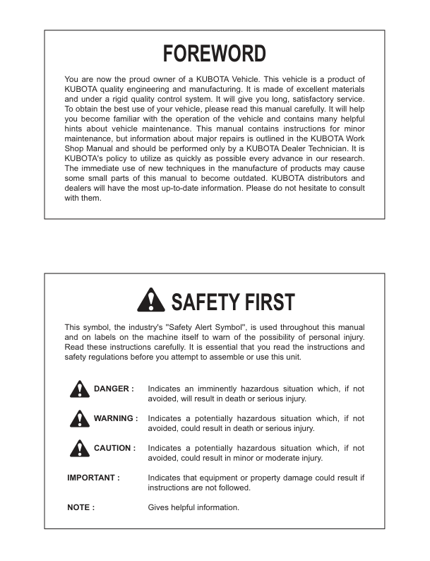 Kubota RTV X1100C Utility Vehicle Operators Manual - Image 5