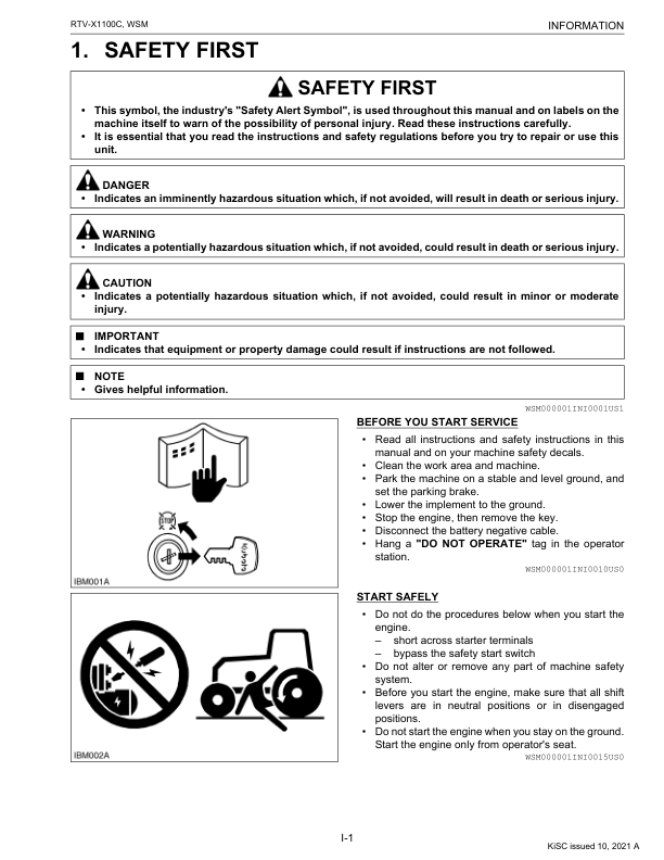 Kubota RTV X1100C Utility Vehicle Workshop Manual Rev 10-2021 - Image 6