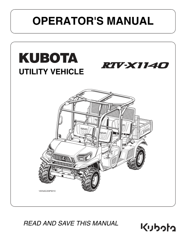 Kubota RTV X1140 Utility Vehicle Operators Manual - Image 2