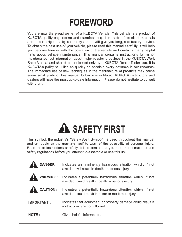 Kubota RTV X1140 Utility Vehicle Operators Manual - Image 5
