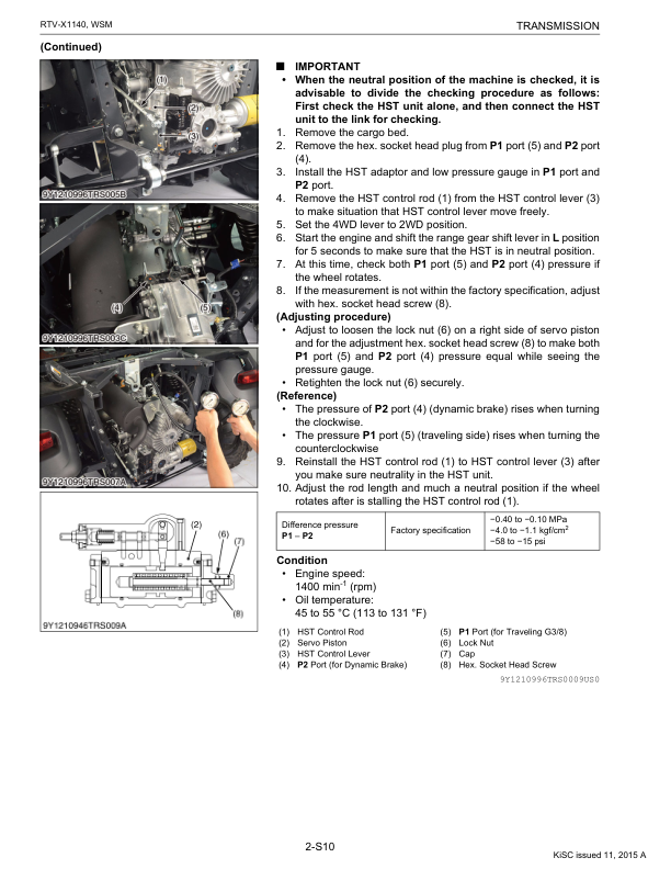 Kubota RTV X1140 Utility Vehicle Workshop Manual - Image 6
